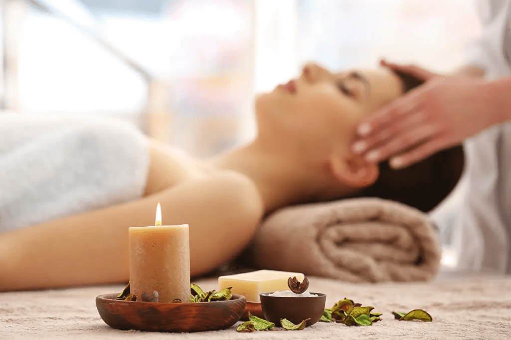 girl taking massage