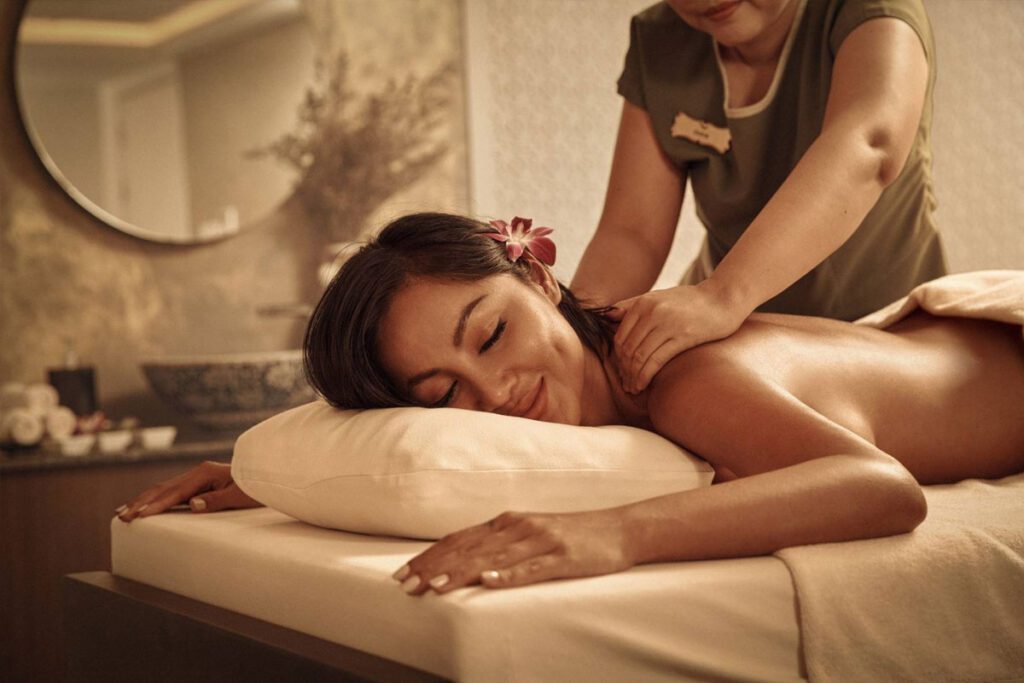 lady taking massage