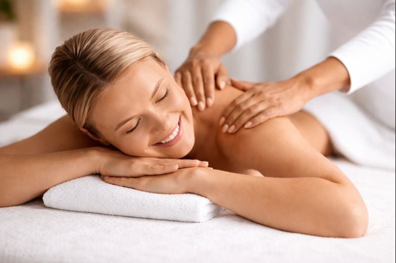 woman receiving massage therapy