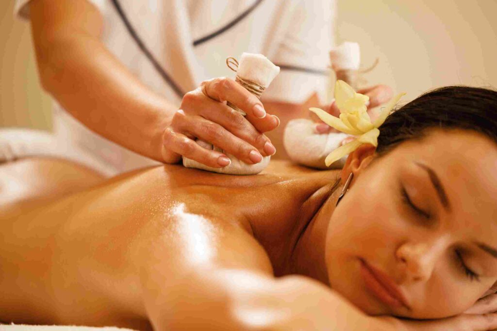 women taking massage